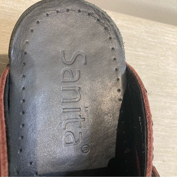 SANITA Sz 41 Professional Slip On Leather Perforated Toe Cap Comfort Clog Mules - Picture 7 of 15